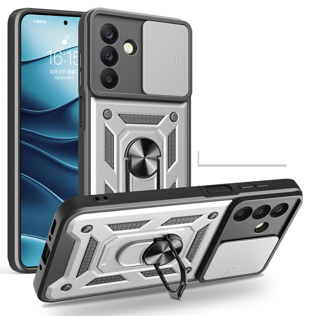 AMORUS Für Samsung Galaxy A26 5G Hülle Ständer PC+TPU Handyhülle mit Kameraobjektivschieber