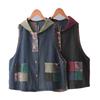 Jeansweste Damen Kapuzenärmellose Jacke Frühling Sommer Femme Koreanisch Vintage Bedruckt Patchwork Denim Weste