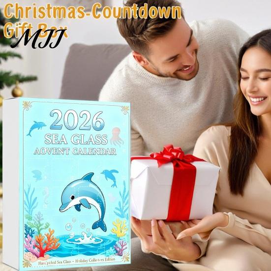Acrylic Sea Life Figures 2026 Christmas Advent Calendar, 2D Marine Animals Pendants, DIY Wind Chime Accessories 24 Day Countdown Box, Window