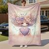 1 Stück Blumenherz Outdoor Flanelldecke Weich Warm Ganzjahresdecke für Sofa Bett Auto Camping Büro, Gemütliche Geschenkidee1302S