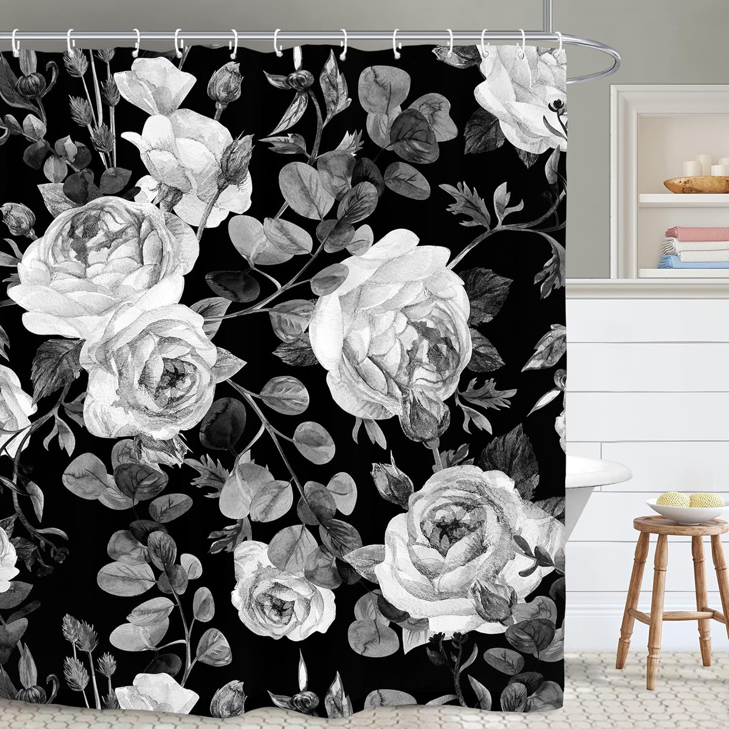 

Розовый Зеленый Цветок Ванная Душевая Занавеска Акварель Ботанический Весенний Румянец Милое Растение Полиэстер Ткань Крючки Водонепроницаемый Декор 90x180CM