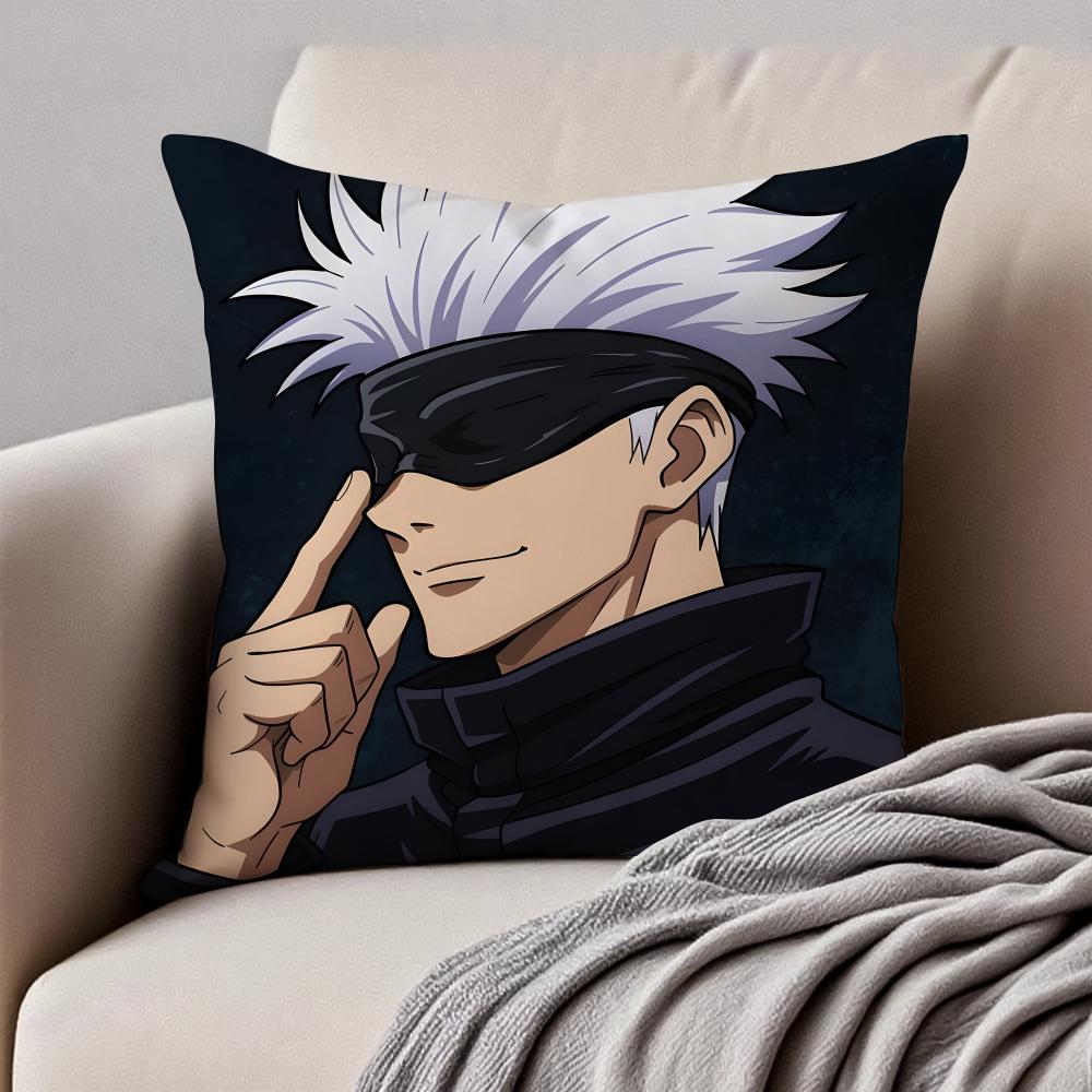JJujutsu Kaisen GGojo Satoru Cushion Cover Pillowcase Antidustmite Invisible Zipper Short Plush Sofa Cushion