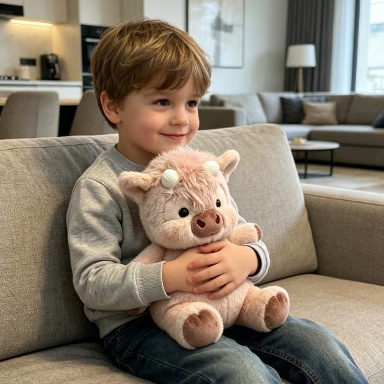 Highland Cow Plush Toy Soft Stuffed Animal Doll for Kids Adults Cute Huggable Birthday Gift Bedroom Decor Cozy Companion for Sleep Relaxation
