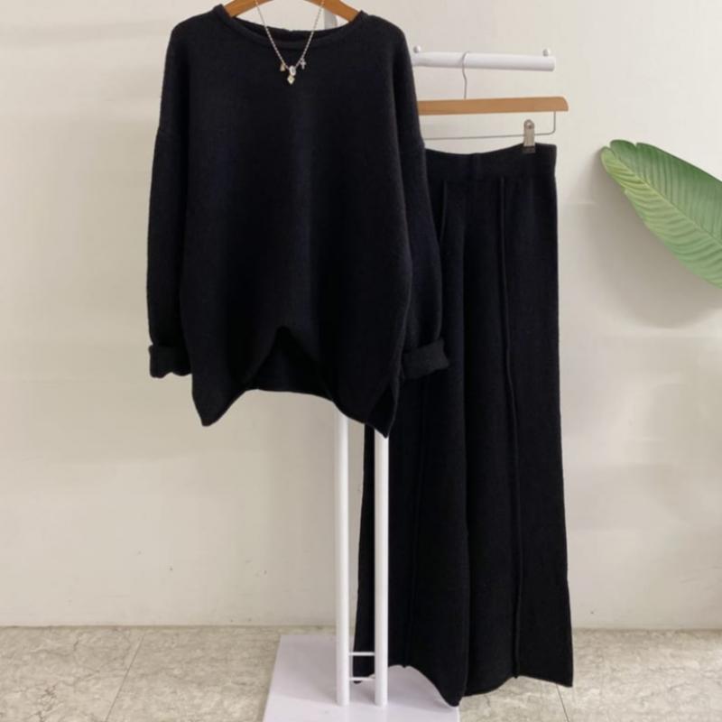 Honey J Knit Straight Pin Tuck Banding Pants 4color