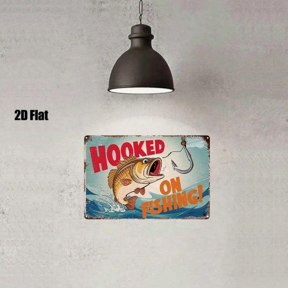 Vintage Fishing Metal Sign Wall Art Decor for Garage Bar Man Cave