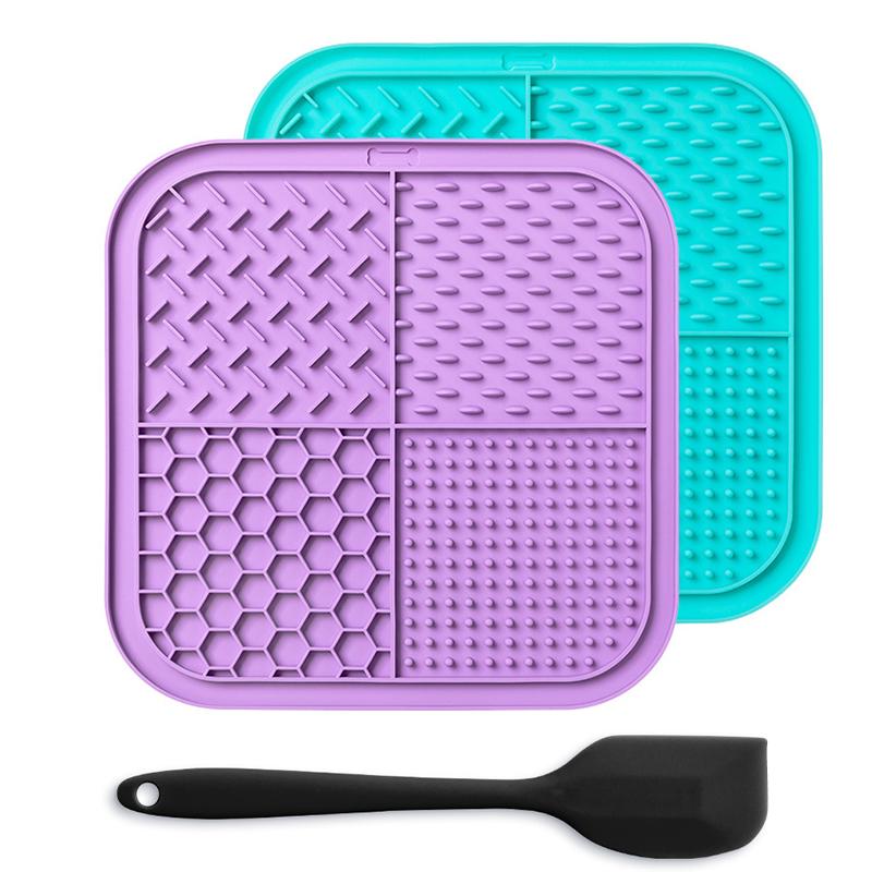 LMETJMA Lick Mat for Dogs and Cats Silicone Licking Mat with Suction Cups for Anxiety Relief Square Dog Slow Feeder Lick Pat