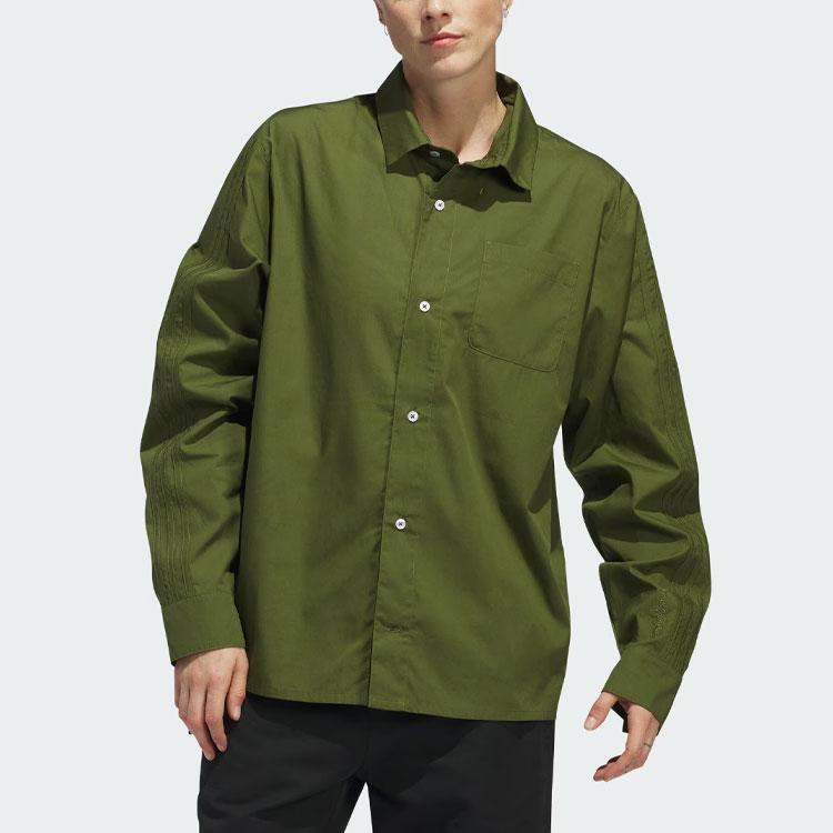 Adidas Originals Shmoofoil Button-Up Sports Long Sleeve Shirt Unisex Tops Wild-Pine IU0081