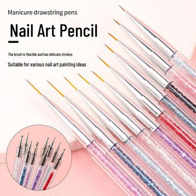 5-Piece Multi-Purpose Double-Ended Nail Art Rhinestone Pen Set with Colored Crystal Holders