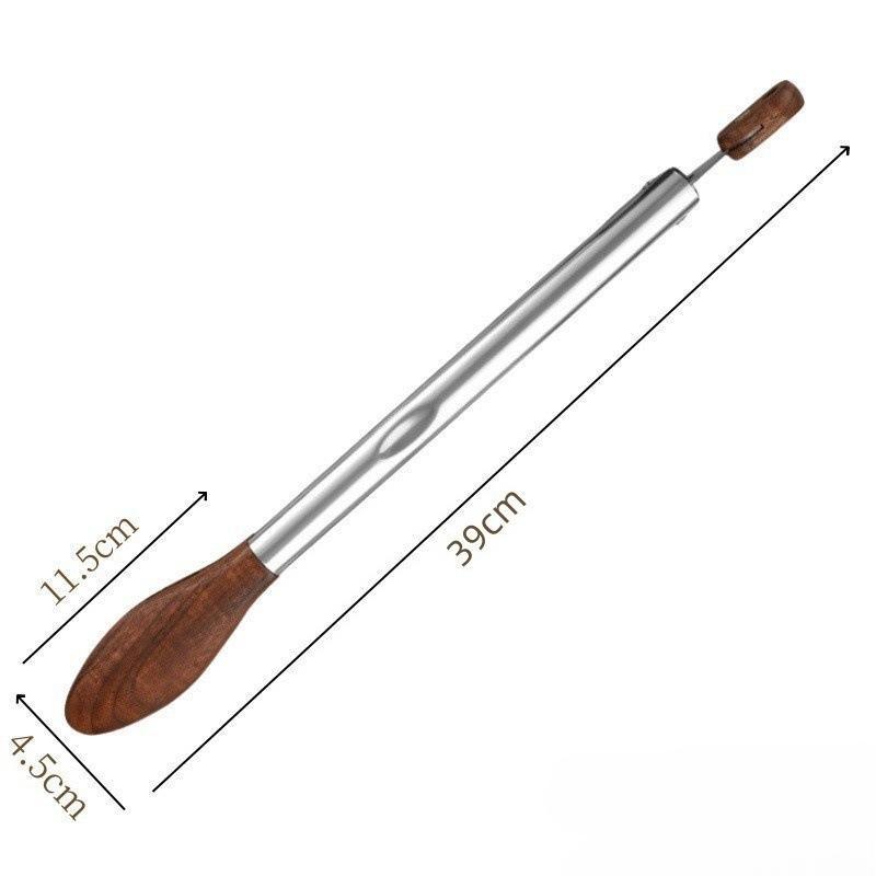 Stainless Steel Food Clip Walnut Wooden Handle Multifunctional Heat-Resistant Tongs Anti-Scald Kitchen Tool for Grilling Frying