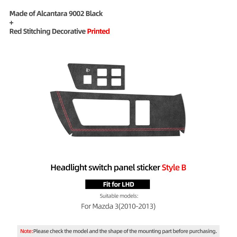 Betterhumz For Mazda 3 Axela 2010-2013 Made of Alcantara Auto Headlight Lamp Switch Panel Trim Sticker Car Interior Accessories