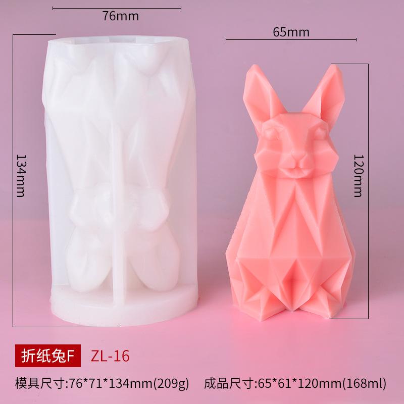DIY Origami Rabbit Scented Candle Silicone Mold Pet Plaster Diffuser Stone Decor