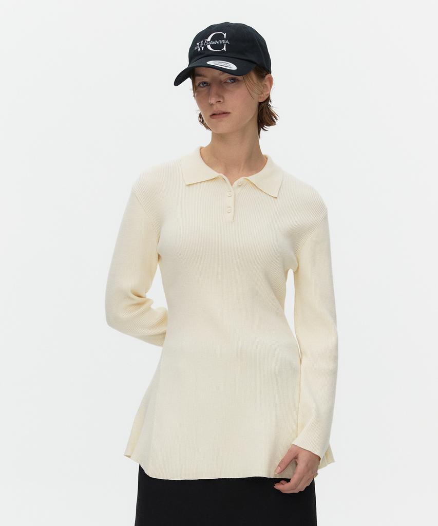 AHWE Flared Polo Sweater_Ivory
