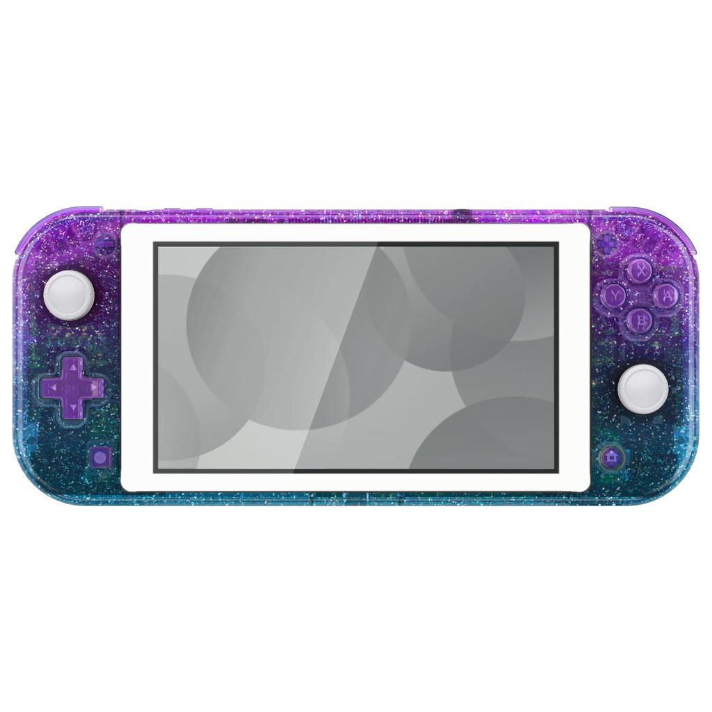 eXtremeRate DIY Clear Case Shell for Switch Nintendo Switch Lite Controller Repair Kit with Custom Case Cover for Switch Lite with Fine Glitter and