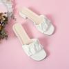 Solid Pleated Leather Slippers for Women Shoes Peep Toe Casual Slides Female Slippers Square Heels Shoes