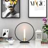 Nordic Round Candle Stand Simple Black Iron Metal Candlestick Tea Light Candle Holder Home Table Candlelight Dinner Decoration