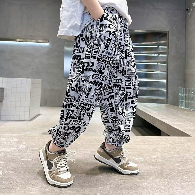 Boys' Anti-Mosquito Pants Summer Thin Children's Pants Summer Ice Silk Pants Big Kids Long Pants 2025 New Trendy Outdoor Wear