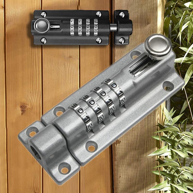 Password Lock Black Silver Bolt Metal Door Latch Anti-theft Safety Combination Digit Padlock Outdoor Home Wood Gate Hardware