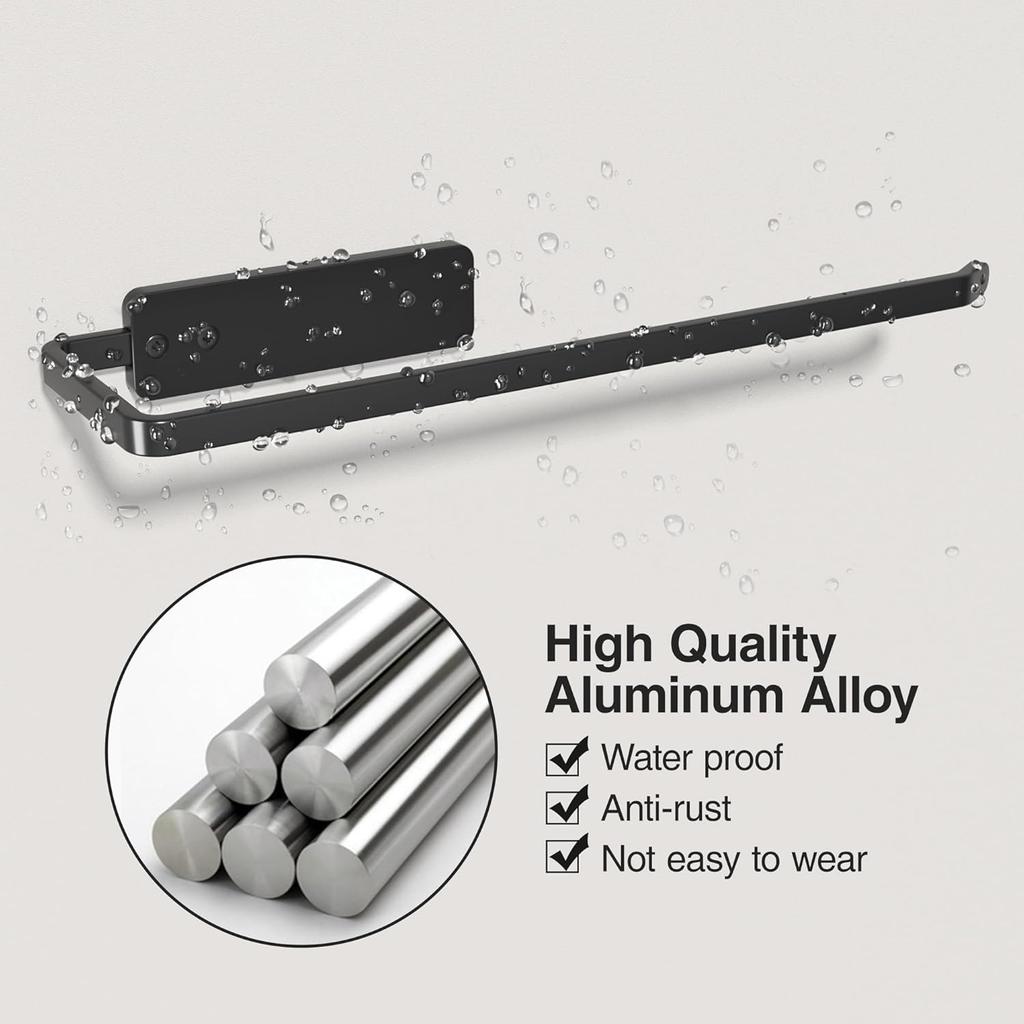 Paper Towel Holder Under Cabinet - Wall Mounted Paper Towel Holder No Drilling, Adhesive Under Cabinet Roll Holder, Black Kitchen Towel Holder, 31 x