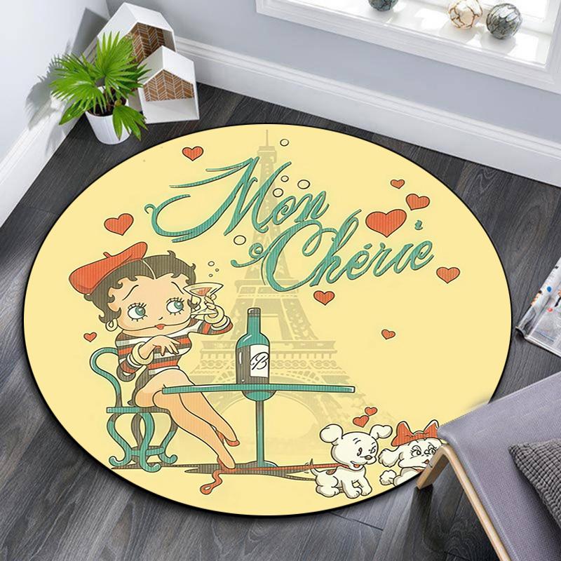 Betty Boop Round Area Rug,Carpet Rug for Living Room Bedroom Sofa Playroom Decor,Non-slip Floor Mat