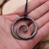 Spiral Pendant - Hand-Forged Iron with Adjustable Leather Neck Cord Dark Age/Medieval//Norse/Blacksmith/Necklace