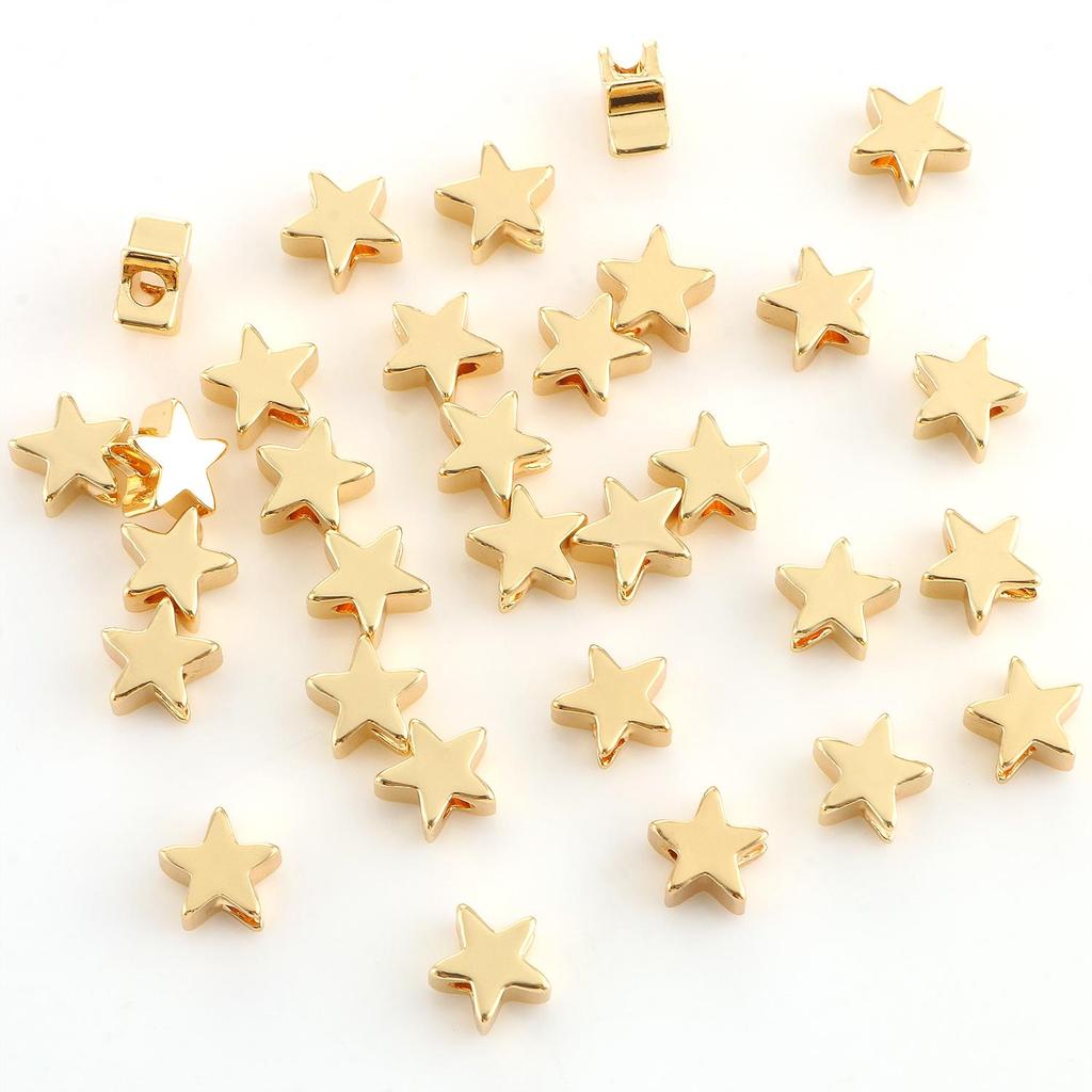 10pcs Copper Beads Charms Cross Heart Star Moon Beads Plated Crafts Color Retention Beads for Jewelry Making Diy Bracelet Necklace