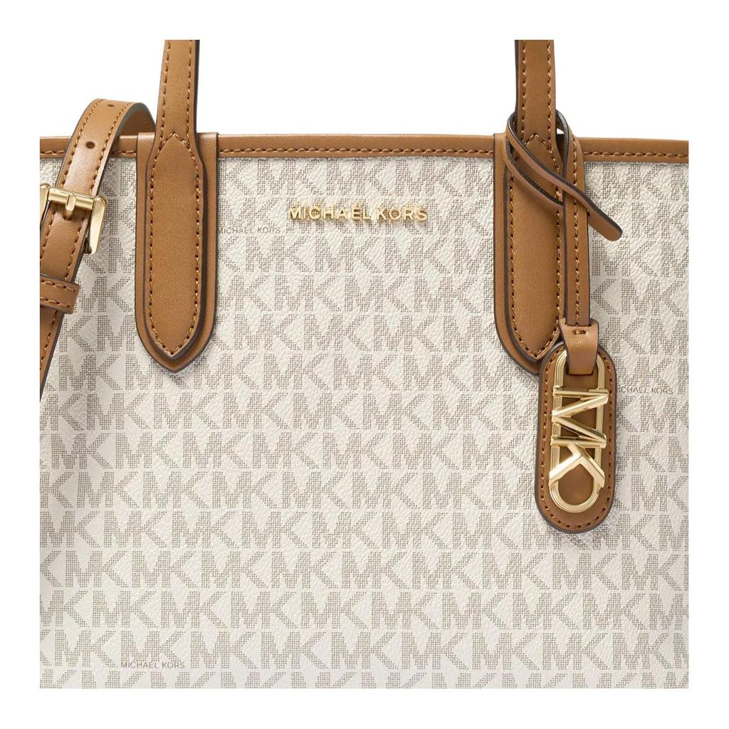 Michael Kors MK Eliza Monogram Tote Bag Women Tote Bags Vanilla-White Acorn-Brown 30F5GZAT0B-WHITE