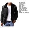 Men Winter Coat Zipper Fleece Solid Color Thick Turn-down Collar Keep Warm Casual Plus Size Long Sleeves Retro Outdoor Coat for Motocycling