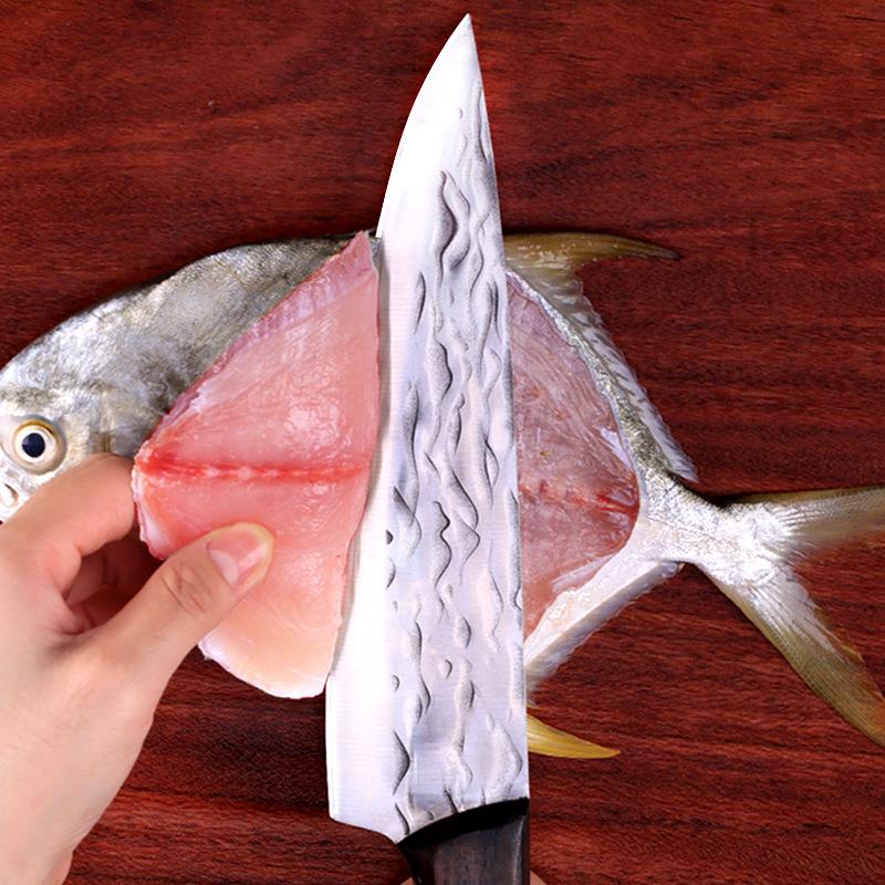 Kitchen Knives Forged Chef Cleaver Butcher Meat Fish Fruit Filleting Cutter Sushi Slicing Utility Knife with Wenge Handle