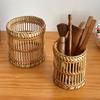 Tabletop Storage Bamboo Woven Pen Container Multi-functional Storage Basket  School