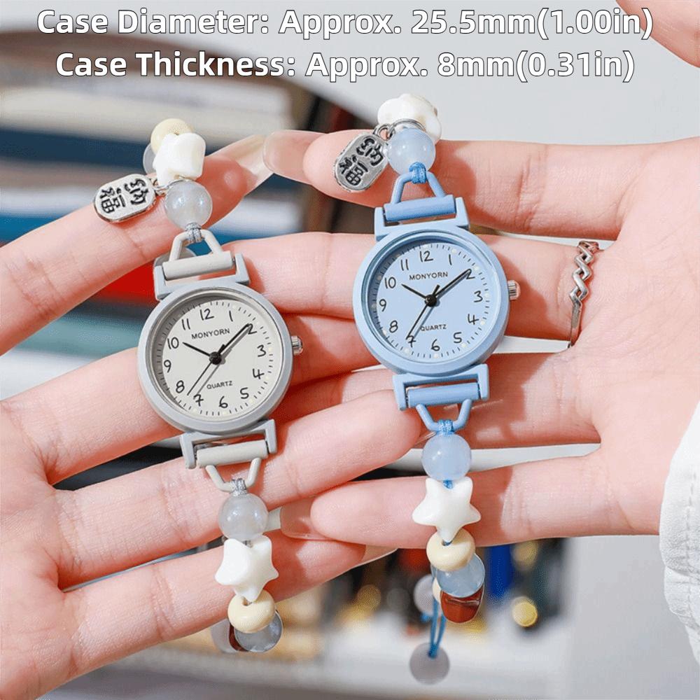 Fashion Sweet Bracelet Watch Adjustable Dopamine Star Chain Watch Pendant Beaded Quartz Watch for Women Girls