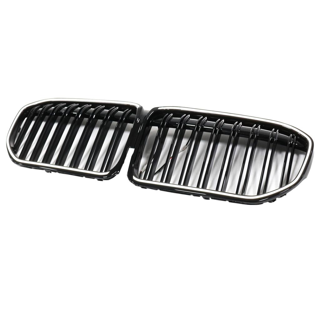 Double Slat Gloss Black Front Grill Grille Fit BMW 7 Series G11 G12 2019-2022