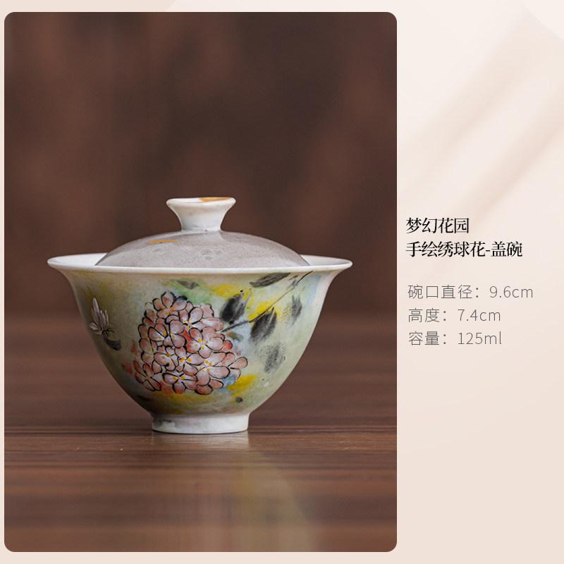 

125ml Hand-painted Flower Gaiwan Retro Tea Tureen Tea Bowl With Lid Kit Tea Maker Cover Bowl Tea Items Pot Bearing Craft Gift