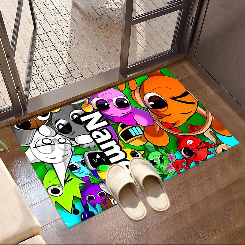 Custom Name Personalized Sprunki Game Print Carpet, Versatile Home Decor Rug, for Playroom, Apartment, Balcony, Entryway, Hallway Gift
