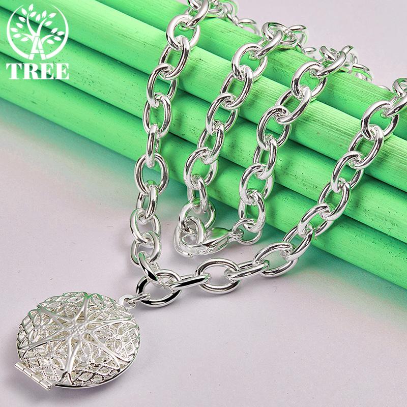 Korean 925 Sterling Silver Round Hollow Pendant Necklace High-Quality Fashion Jewelry For Women New Accessories Birthday Party