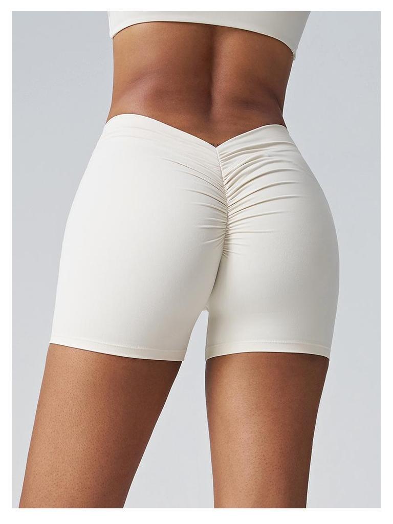 Wharton Women's Quick-Dry Sports Running Shorts - Breathable, V-Waist, Peach Hip Design