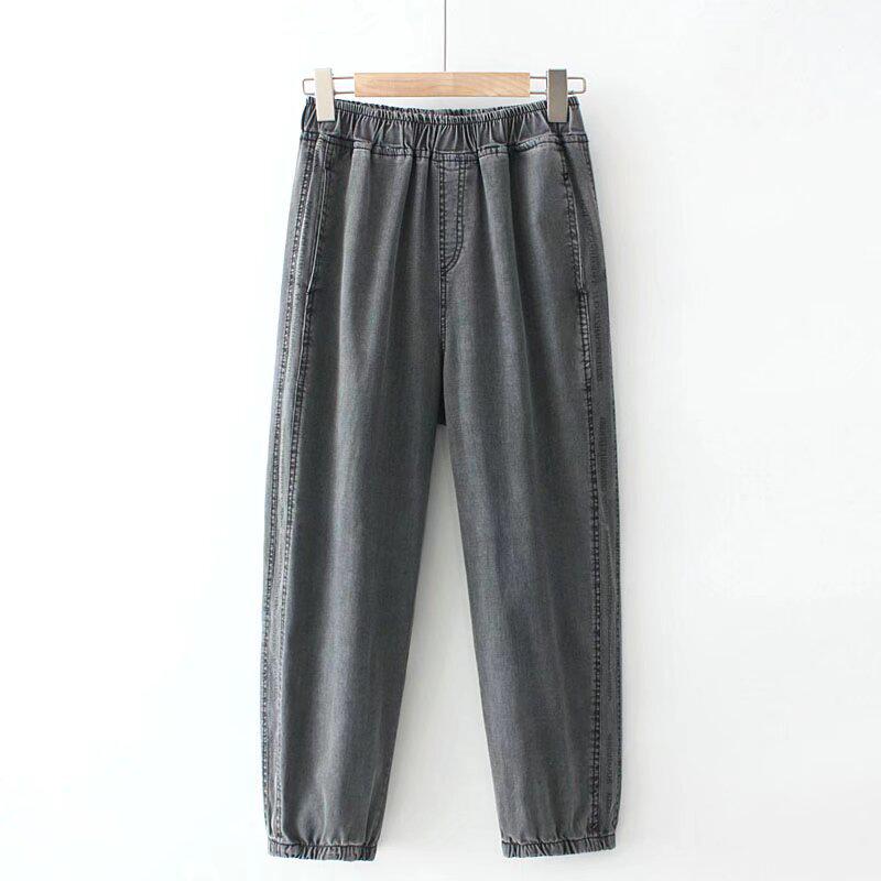Plus Size Tencel Denim Elastic Waist Tapered Pants for Women - Summer 2022 2XL