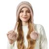Women's Winter Thick Ear Protecting Three Hair Ball Rabbit Hair Knitted Hat Outdoor Riding Warm Hat