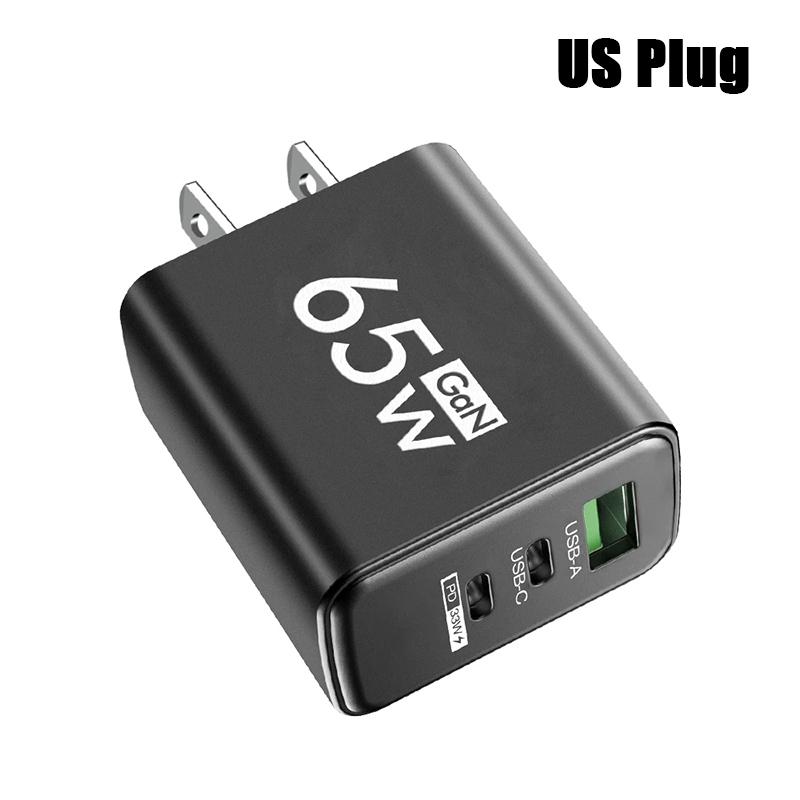 

GaN Fast Charging 65W USB Type C Charger EU KR PD 3.0 Quick Charge Wall For Phone Adapter For 15 Huawei Samsung US Black