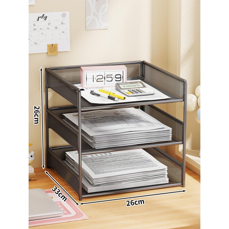 Multi-Layer File Organizer for Desktop: A4 Paper, Books, and Folder Storage Rack