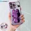 Luxury Mirror Rabbit Crystal Chain Phone Case For Samsung A36 A56 A26 A16 A25 A06 A16 A05S A35 A55 A54 Shockproof Holder Cover
