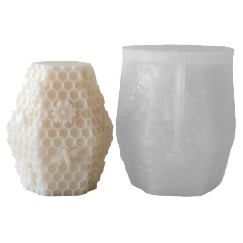 Cylinder Silicone Molds for Candle Soap Home Decoration Embossed Honeycomb Silicone Molds for Epoxy Resin