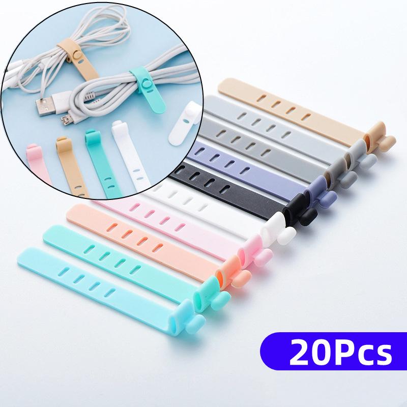 Best 20 Pcs Mobile Phone Cable Winder Earphone Clip Charger Cord Organizer Management Silicone Wire Cord Fixer Holder Cable Belt