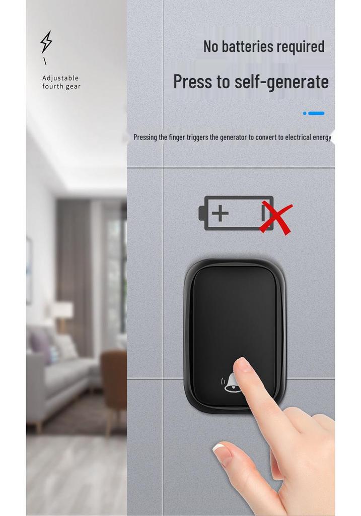Smart Wireless Self-Powered Doorbell: Ultra-Long Range, Waterproof, One-to-Two Calling, No Electricity Needed.