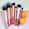 7-Piece RT Long Handle Makeup Brush Set for Beginners: Travel-Ready Brushes for Setting Powder, Contour, Blush, Foundation, and Eyeshadow.