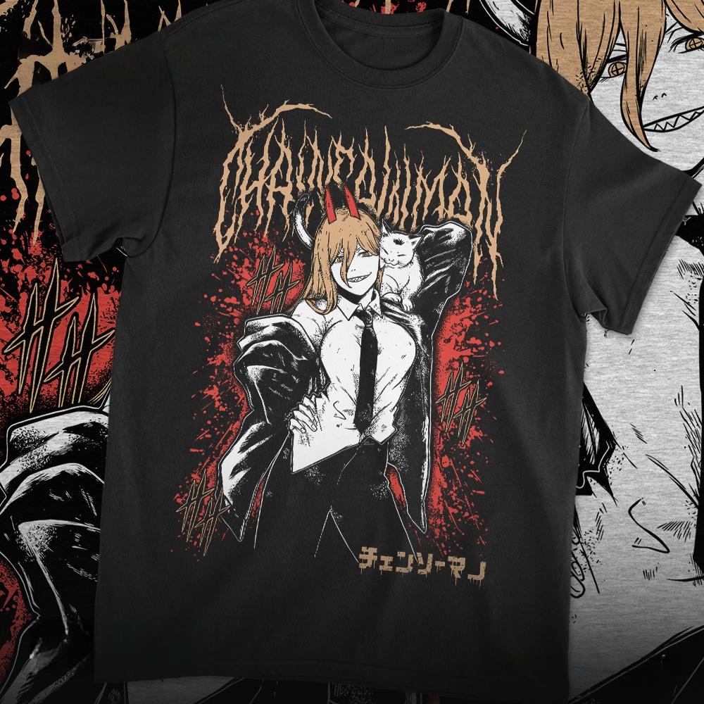 Chainsaw Unisex Anime Power Graphic Printed Tshirt Unisexs and Womens Tshirt Unisexs Top Sports Tshirt 2026 Summer New Tee S