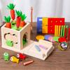 Children'S Early Education 6-In-1 Intelligence Box Montessori Unlocking And Pulling Radish Shape Set Column Fruit Matching Toy