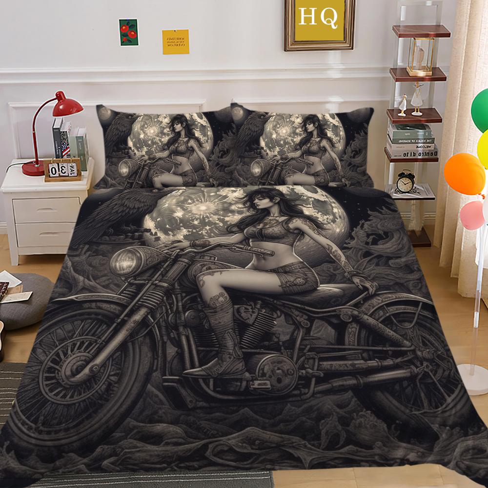 Beauty Skull Printed Home Bedclothes Single Size Polyester Bed Set Man Design Fashion Bedroom Decor