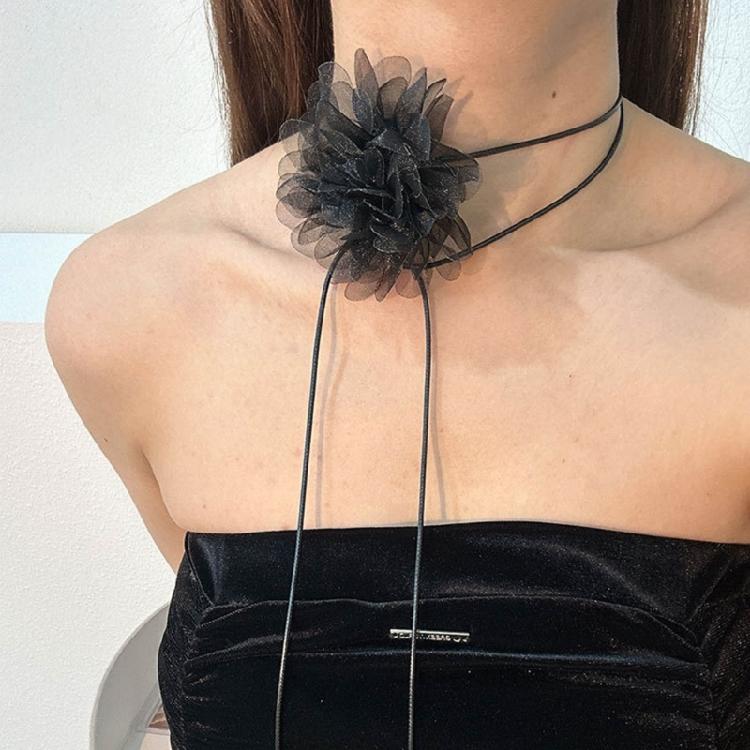 Rose Choker Necklace with Big Flower Fashionable Accessories for Women Girls