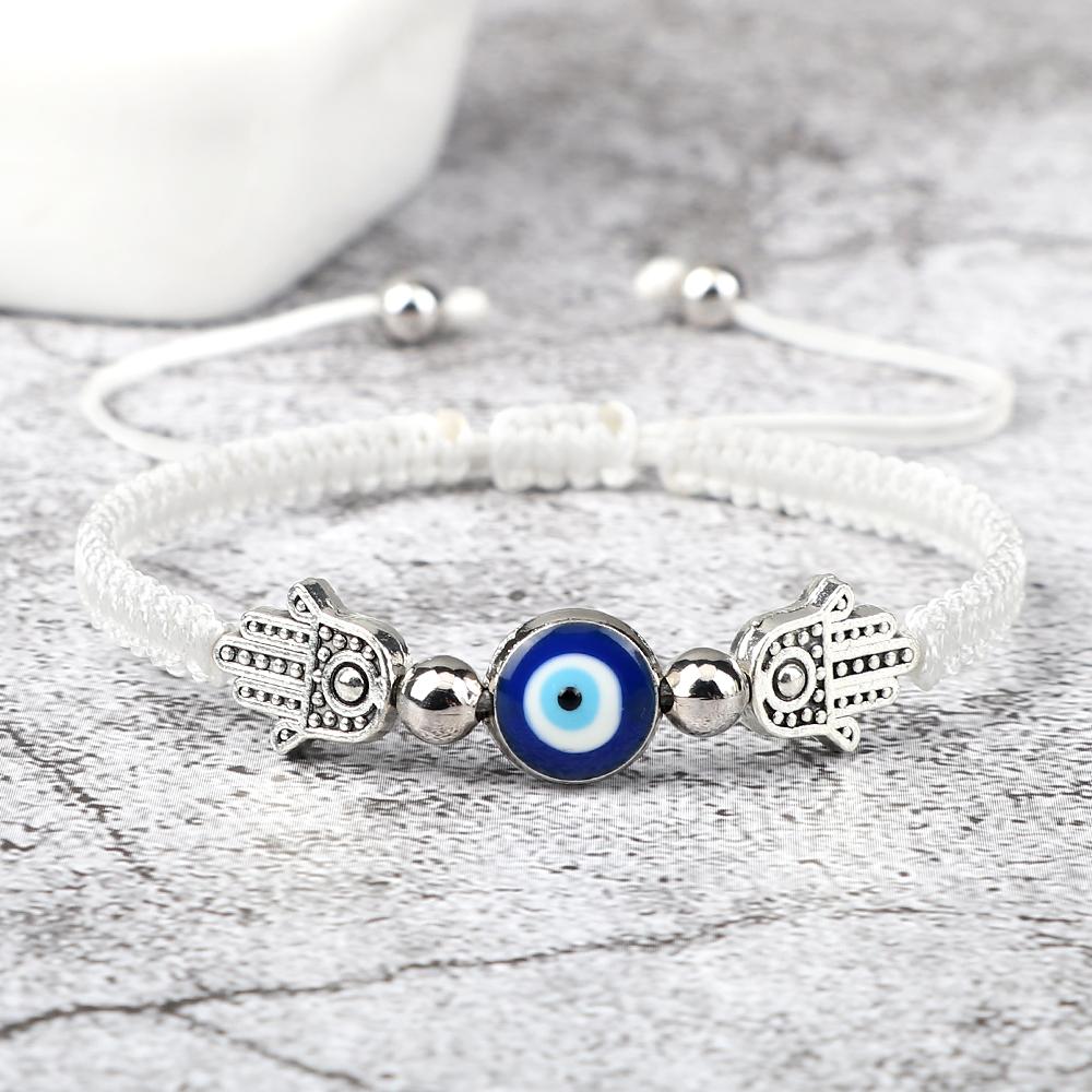 Hand of Fatima Pendant Bracelet Turkish Blue Evil Eye Lucky Red Braided Rope Handmade Adjustable Couple Jewelry For Women Men
