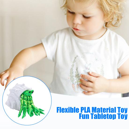 3D-gedruckte Einsiedlerkrebs-Figur mit beweglichen Gelenken, Krabben-Actionfigur, artikuliertes Tiermodell, Desktop-Dekoration, Ornament, Geschenk für Kinder und Erwachsene